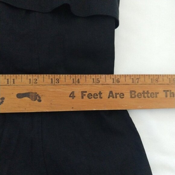 Theory Drape Back Dress Size 10 Black Linen Blend Stretch Sleeveless Fit & Flare - Picture 12 of 14